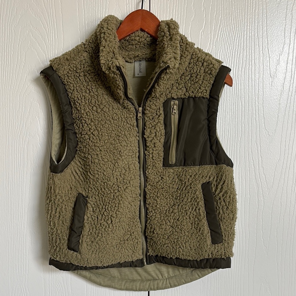 Faux Shearling Olive Green Vest